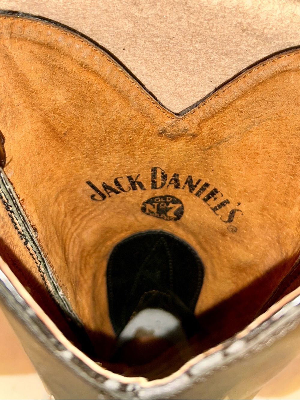 Jack Daniel's Old No. 7 Black Leather Harness Cowboy Boots. Vintage, size 9EE - Picture 14 of 15